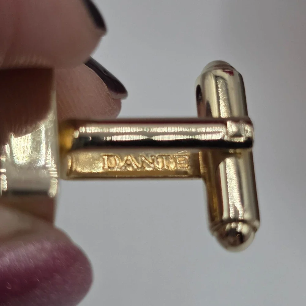 Dante Gold Tone Square Textured Cufflinks Men's Formal Dress Accessory‎ Jewelry
